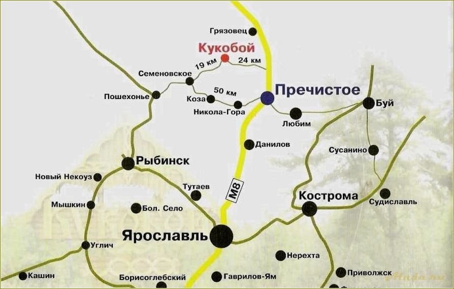 Кукобой достопримечательности Ярославской области на карте