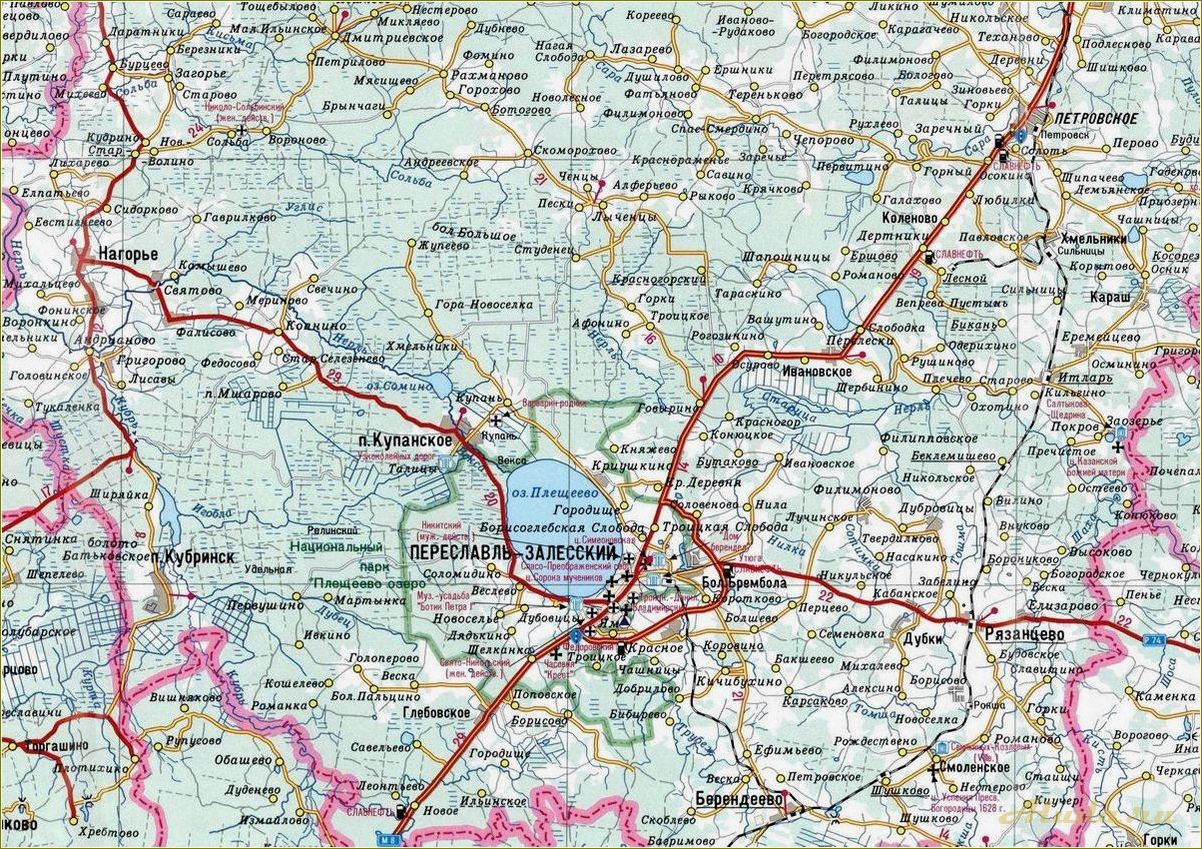 Базы отдыха Ярославской области на карте