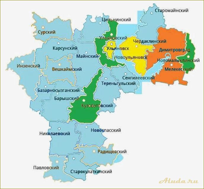Базы отдыха Ульяновской области на карте