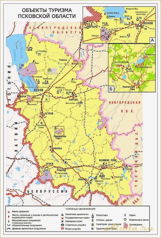 Карты достопримечательностей Псковской области — идеальный гид по культурным и природным сокровищам региона