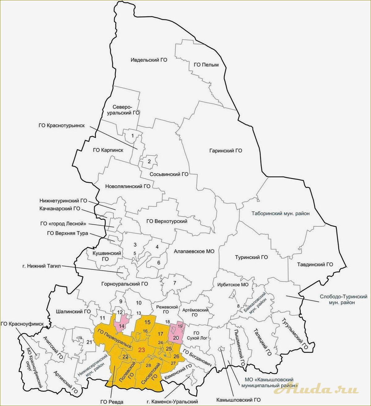 База отдыха Екатеринбурга и Свердловской области на карте