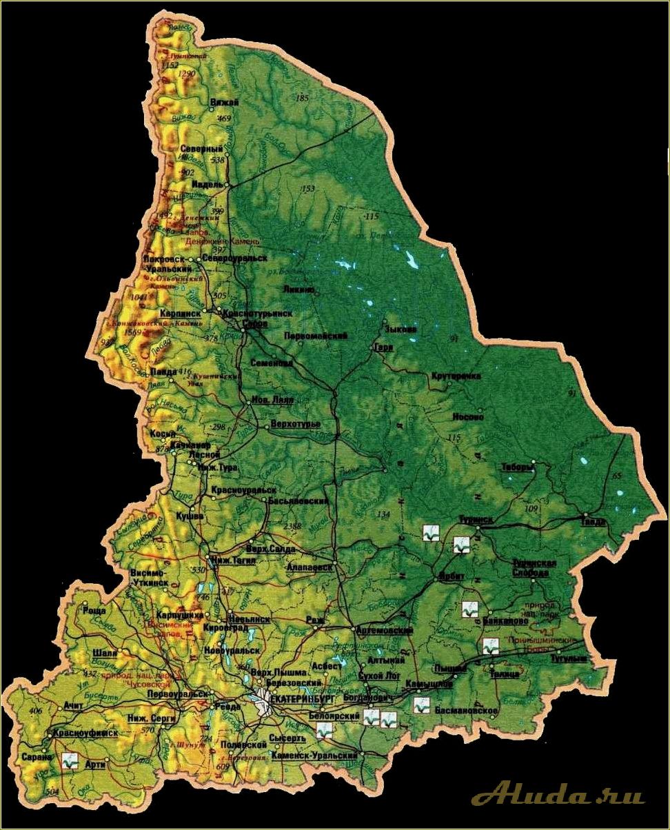 Карта свердловской области с достопримечательностями подробно