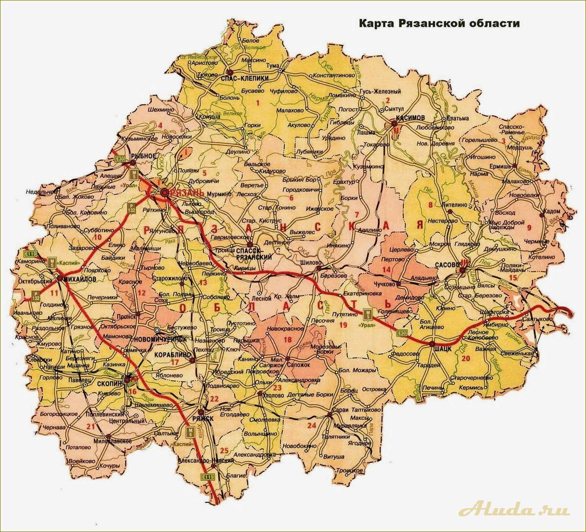 Карта баз отдыха в Рязанской области — выбирайте идеальное место для отдыха и развлечений