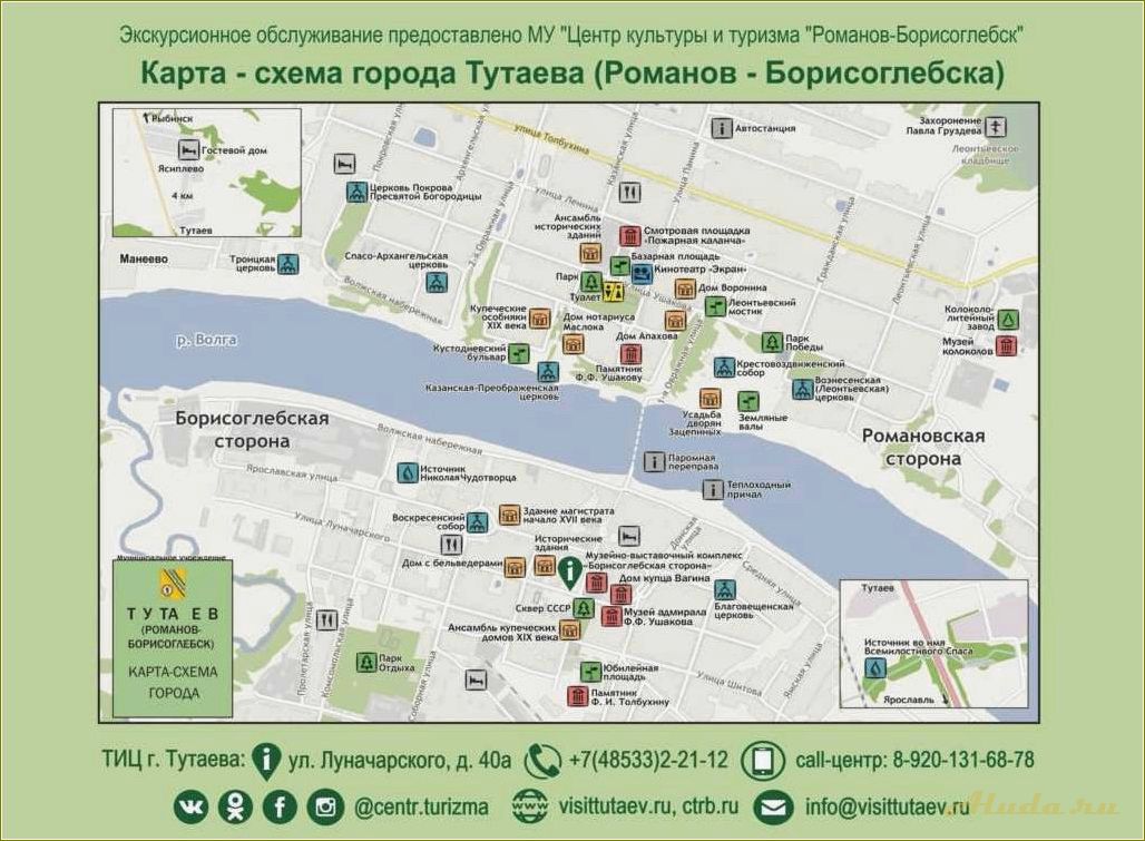 Достопримечательности Тутаева Ярославской области на карте