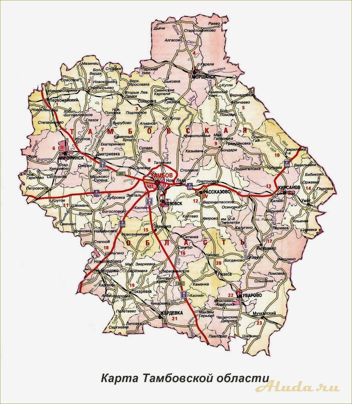 (карта, достопримечательностей, тамбовской, области) Карта достопримечательностей Тамбовской области